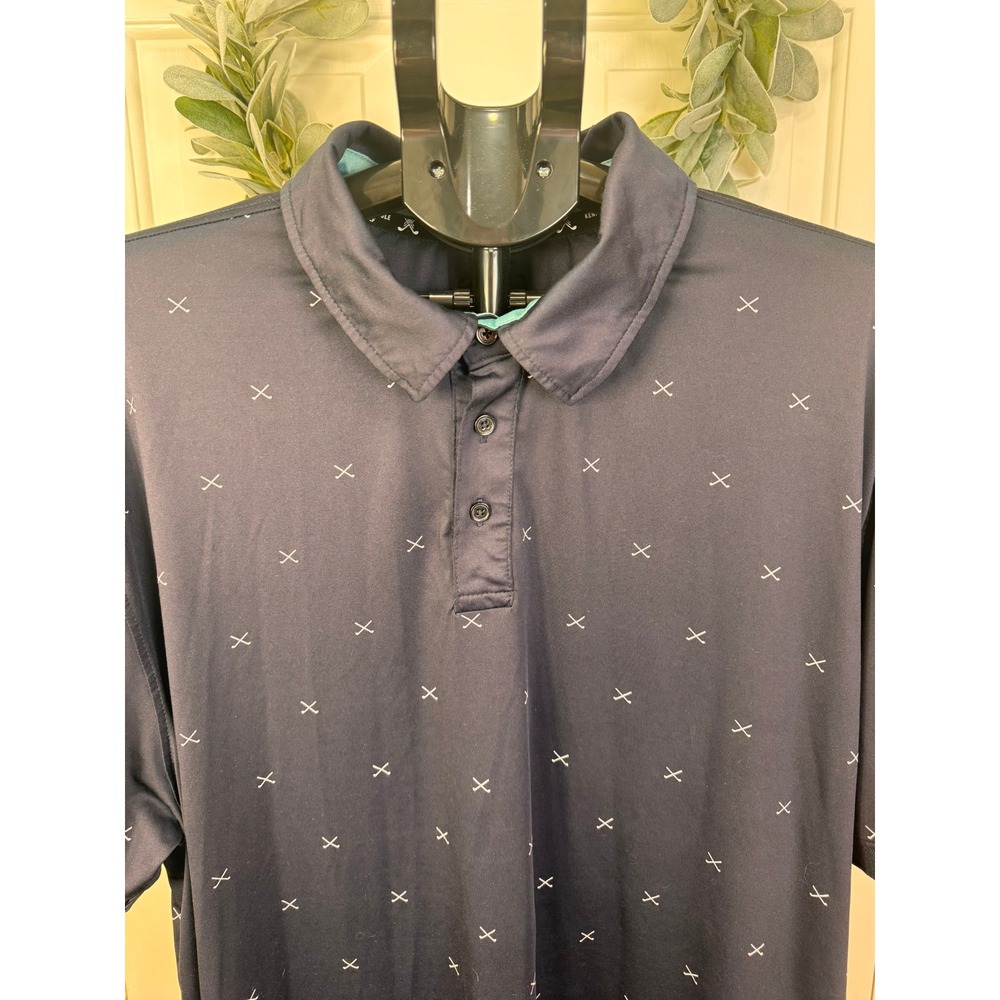 EUC Men's Kenneth Cole short sleeve dark blue polo with white golf clubs Size 2X